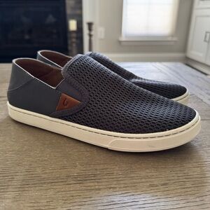 OluKai Pehuea Women’s Mesh Slip-On Sneakers Gray Breathable Comfort Shoes 8.5